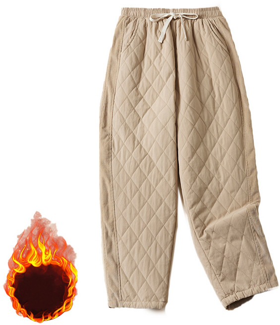 여성용 겨울 기본핏 방한 퀼팅 밴딩 면바지 / 배기팬츠