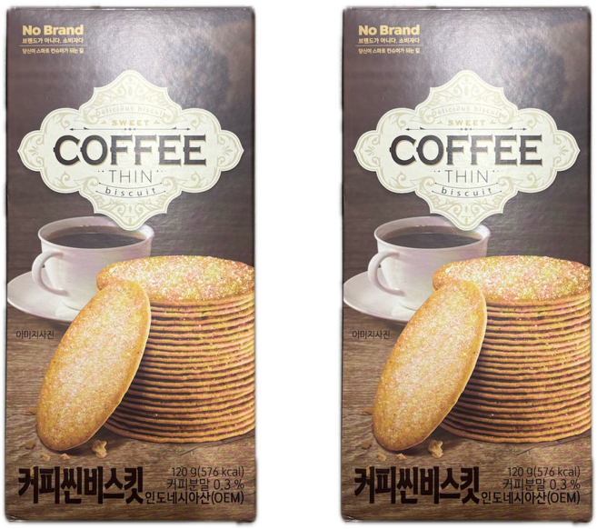 노브랜드 커피씬비스킷 120g, 2개, 노브랜드 커피씬 비스킷