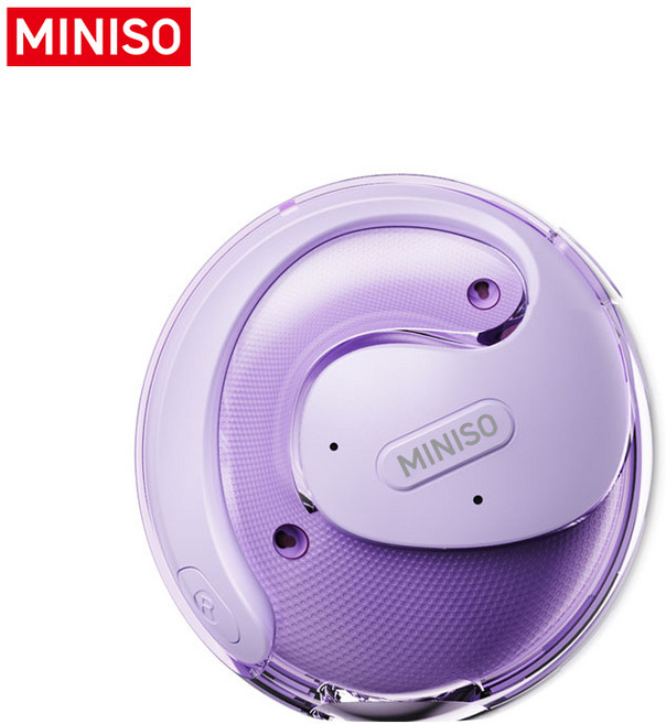 MINISO X15PRO OWS 블루투스 이어폰 이어링 AI 번역 hifi 음질 게임 이어폰, 보라색, AI버전