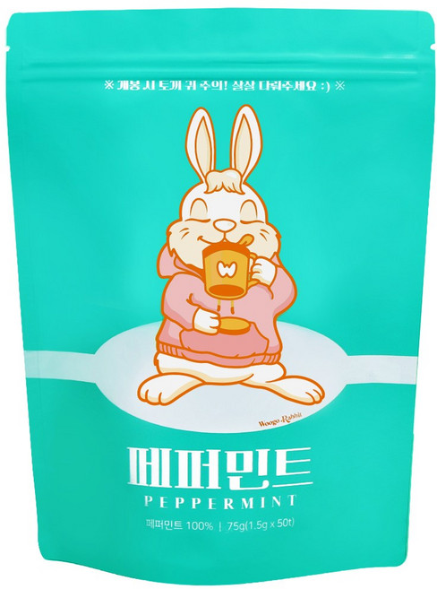우고래빗 페퍼민트 허브차 50티백 (1.5gx50T), 50개입, 50개, 1.5g