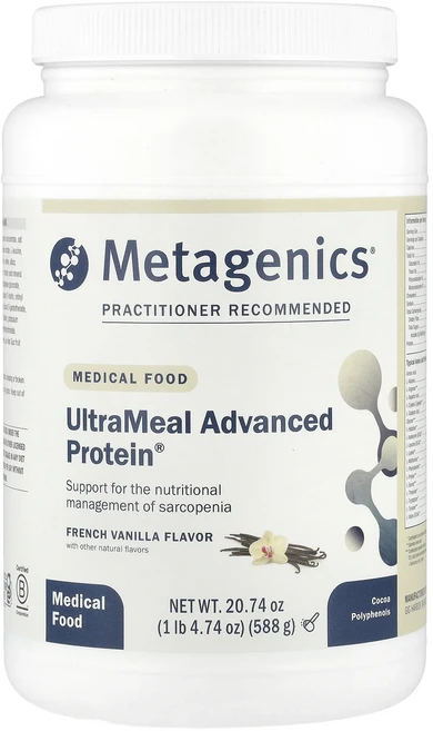 새해 건강을 선물하세요 Metagenics 의료용 식품 UltraMeal Advanced Protein® 프렌치 바닐라 맛 588g(1lb 4.74oz) 특별관리진행, Metagenics의료용식품UltraMealAdvanc, 588g, 1개 - 쿠팡