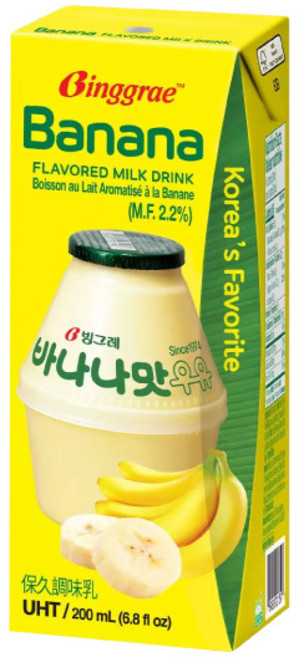 韓國Binggrae, 1個裝, 香蕉牛奶, 200ml