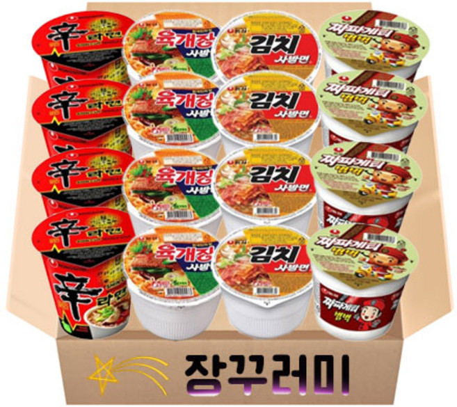 [장꾸러미] 농심 컵라면모음 신라면 4입 + 육개장사발면 4입 + 김치사발면 4입 + 짜파게티범벅 4입, 1개