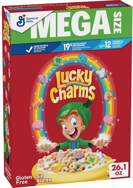 Lucky Charms 마시멜로가 함유된 글루텐 프리 시리얼 아동용 아침 시리얼 통곡물로 제작 메가 사이즈 769.9g(26.5온스), 769.9g