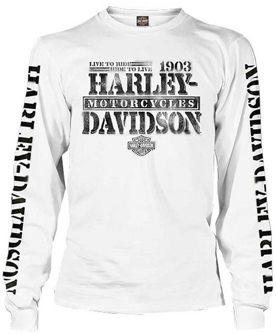 할리데이비슨 남성용 스트레스 프리덤 파이터 긴팔 셔츠 흰색