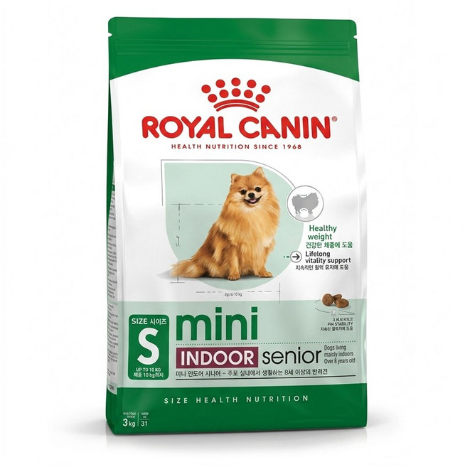 로얄캐닌 미니 인도어 시니어, 3kg, 1개, 닭+쌀+야채