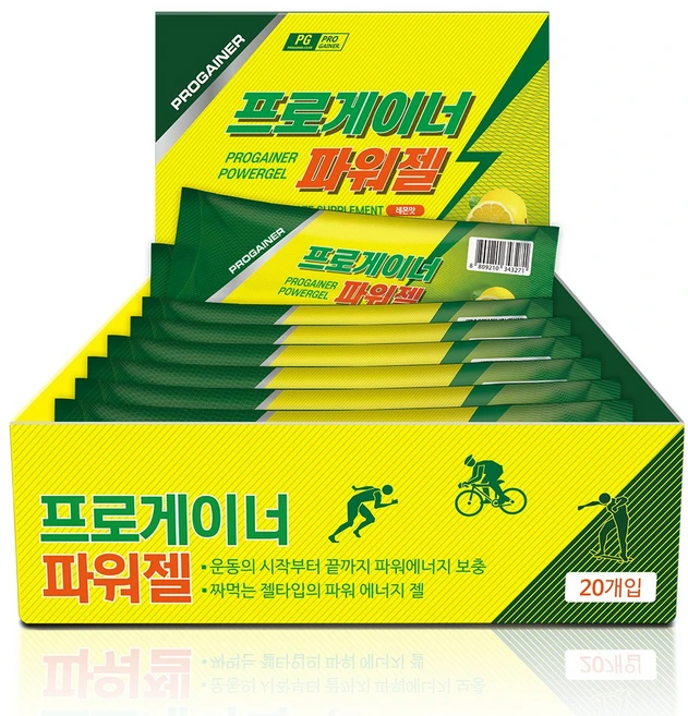프로게이너 파워젤 레몬맛 스포츠 에너지젤, 1박스, 800g - 쿠팡
