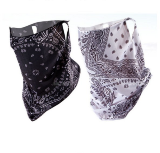 퍼플크라운몰 아이스선마스크 목보호 자외선차단 귀걸이 마스크 1+1, 페이즐리 블랙+화이트, 1세트