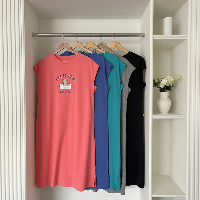 팔뚝군살 가려주는 순면 데일리 원피스 파자마 잠옷