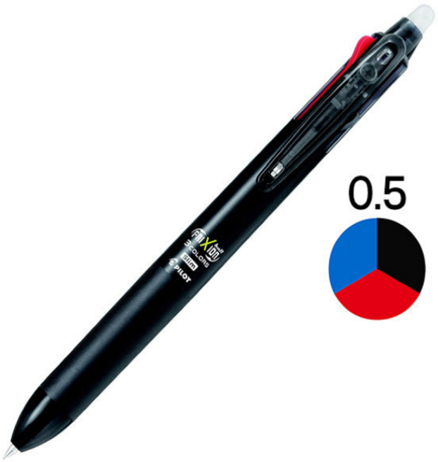 Frixion Ball 지워지는 볼펜 프릭션 3색 0.38mm 0.5mm, 슬림 블랙 0.5mm, 1개