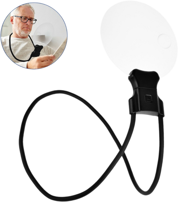 13cm 핸즈프리 목걸이형 돋보기 고선명 광학 렌즈 노안 독서 보조, 1개, 블랙