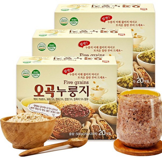 쌍지뜰 오곡누룽지 3박스 ~간편하게 즐기는 누룽지, 500g
