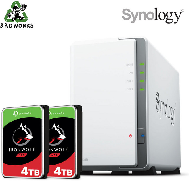 시놀로지 나스 DS223j 2Bay NAS 아이언울프 4TBX2EA 하드디스크 합본