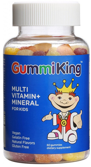 GummiKing 어린이용 종합비타민+미네랄 딸기 오렌지 레몬 포도 체리 자몽 맛 구미젤리 60개, 60정