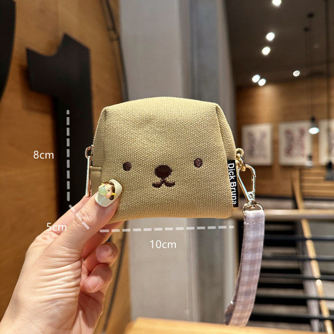 Dick Bruna 日系可愛卡通小熊刺繡帆布手拎包 口紅包零錢包耳機鑰匙迷你收納包