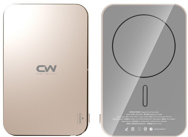 CW 超薄磁吸行動電源 PD快充 Magsafe無線充電 Type C 迷你隨身充, 金色,10000mAh, 金色, 10000mAh