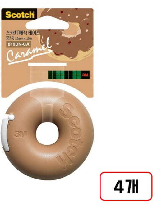 3M)매직테이프 도넛(12mmx10m), 4개, 카라멜(M323302)