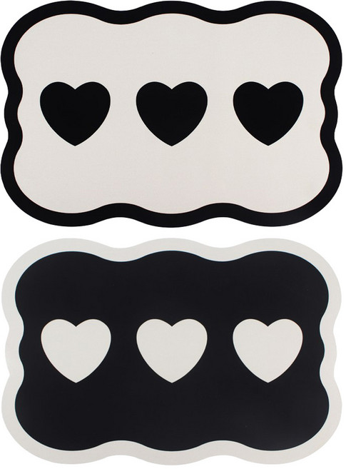 투데이리빙 1+1 빨아쓰는 하트 웨이브 규조토 발매트 욕실 화장실 매트 주방 발판 미끄럼방지 물흡수 발수건 대형 예쁜 바닥 러그, 2개, R98363B(블랙+베이지