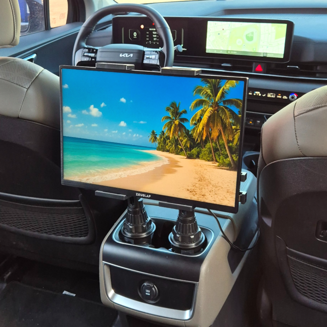 카니발 16인치 차량용 휴대용 모니터 컵홀더 거치대 뒷자리 14~26년형, 1세트