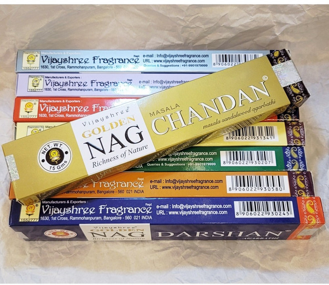 비제이스리 골든 나그참파 인센스 100 15g 인도 향초 스틱, 히말라야