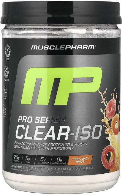 매우편하고 MusclePharm Pro Series Clear-ISO 프로틴 파우더 드링크 믹스 사워 피치 링 520mg(1.14lbs) 끝내주게잘나가는상품, MusclePharmProSeriesClearISO프로, 1개 - 쿠팡