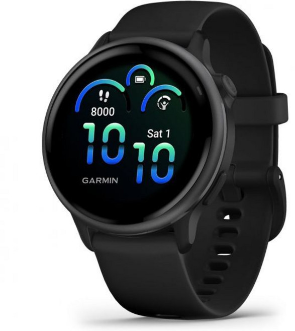 가민 비보액티브® 6 건강 및 피트니스 GPS 스마트워치 AMOLED 디스플레이 최대 11일 배터리 슬레이트 색상에 블랙 밴드, 검정 / 슬레이트 그레이, 슬레이트와 블랙