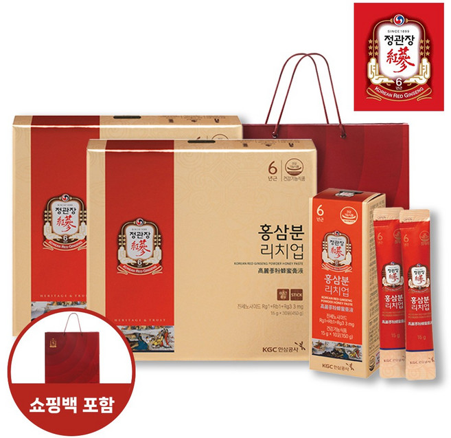 정관장 홍삼건 데일리스틱 15g x 30포 (쇼핑백포함), 450g, 2개