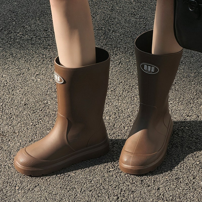 여성 중목 레인부츠 방수 미끄럼방지 장마용 데일리 패션 심플 장화