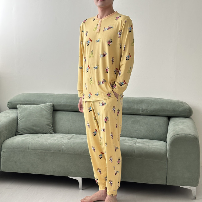 ECLL 겨울 커플 잠옷 부들이 홈웨어 상하 세트