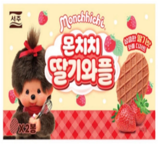 서주 몬치치 딸기와플, 9개, 55g - 쿠팡