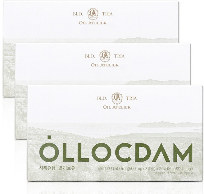 올록담 올리브3 EVOO 지중해 올리브오일 1Box 3정 X 24포 총 72정, 3박스
