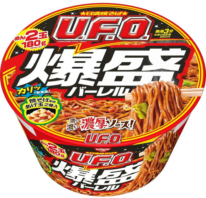 Nissin 니신 푸즈 UFO 바쿠모리 배럴 컵누들, 6개