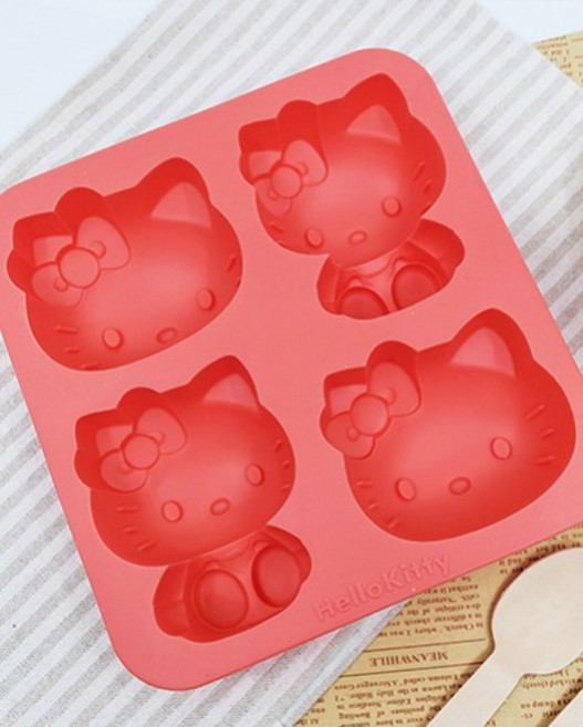 헬로키티 입체 실리콘 마들렌틀 몰드 버터떡틀 (4구), 1개, 핫핑크