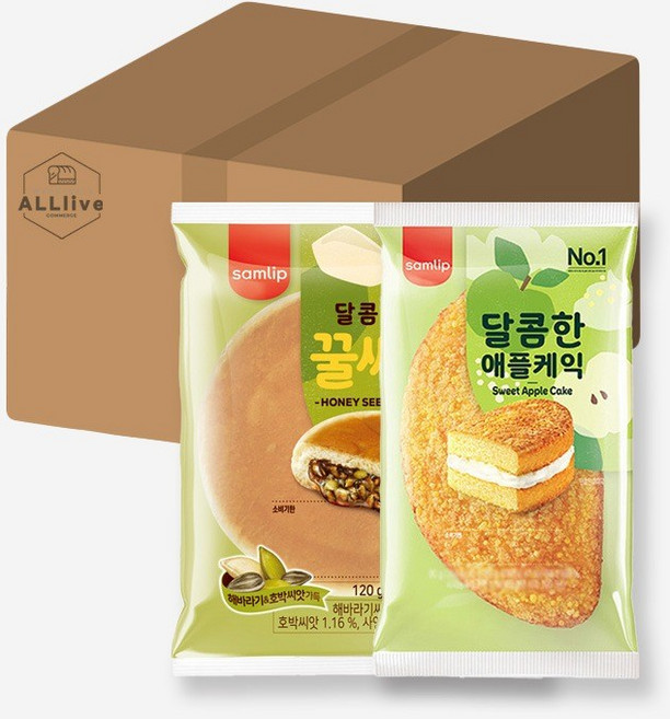 삼립 간식 빵 총 10개 꿀씨앗 호떡 5개 달콤한 애플케익 5개