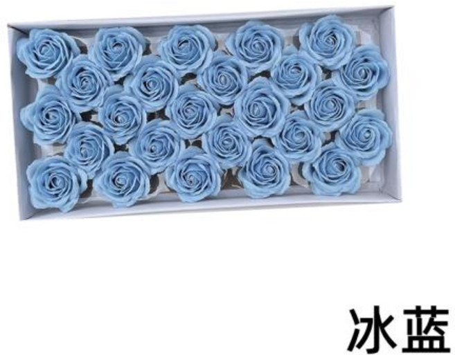 두꺼운 5겹 비누꽃 크리스마스 시뮬레이션 장미꽃 받침대 포함 큰 꽃송이 커플 칠석 선물, 29)5겹 [아이스블루] 상자당 25송이
