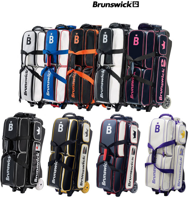 해피볼 브런스윅 3볼 롤러백 에나멜 볼링가방 (악세사리파우치 외 3종 사은품), 화이트블루, 1개