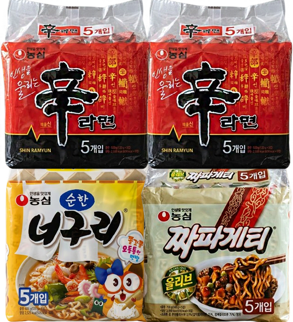 농심 신라면 10개+순한너구리5개+짜파게티 5개, 20개