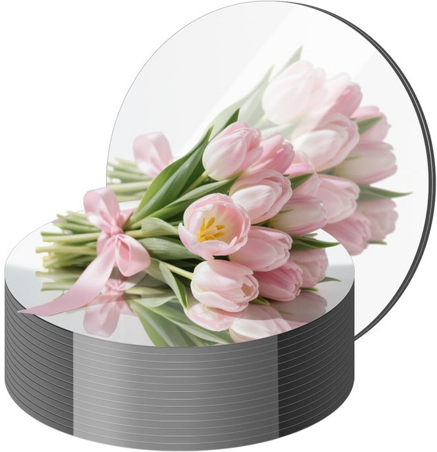 (2mm) 부착형 아크릴 원형 벽거울, 25cm x 10 개