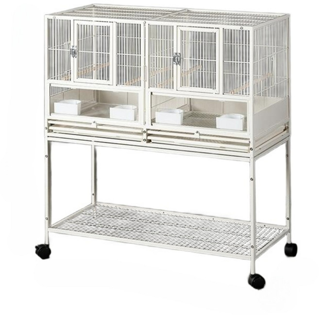 앵무새 케이지 대형 새장 조절식 워터프루프 펫하우스 메탈 포터블 둥지, XL, 단층 바퀴케이지+새커버