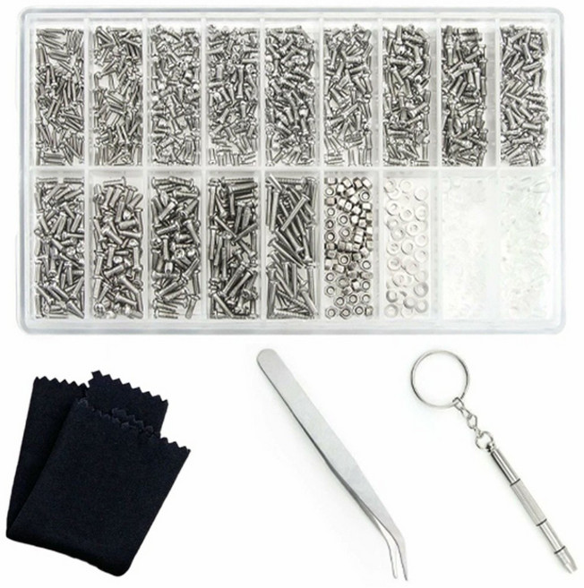키미블랑 다고치자 1000PCS 안경 시계 수리 나사 키트, 18세트