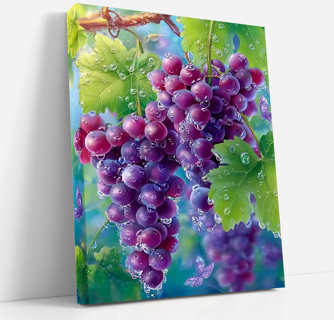 뉴타임즈 보석 자수 다이아몬드 그림 3D 입체 효과 다이아몬드 자수를 붙이다 DIY 핸드메이드 애호가 풍경화 홈 인테리어 특별한 선물, 1세트, 포도 00316