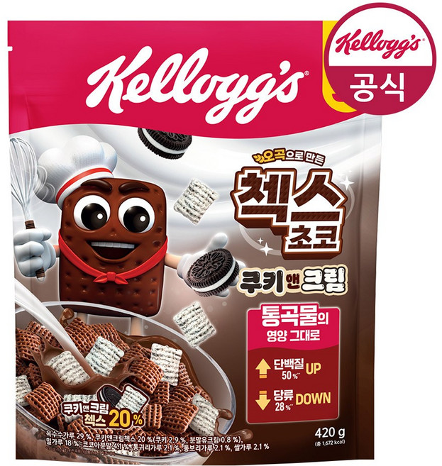 첵스초코 쿠키앤크림 시리얼, 420g, 6개