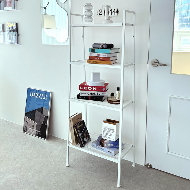 로얄다이아 철제 인테리어 와이드 틈새 사다리 선반, 1개, 와이드 4단 철제선반 - 화이트