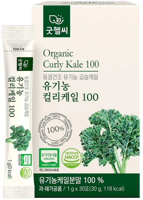 굿헬씨 유기농 컬리케일 100 동결건조 곱슬케일 분말 30포, 1개, 30g - 쿠팡