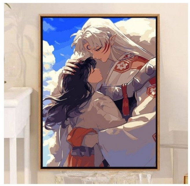 이누야샤 셋쇼마루 3D 보석십자수 캔버스형 DIY 세트 애니메이션 캐릭터로 즐기는 유니크한 아트 작품 실내 장식용 대형 액자형 친구와 함께 즐길 수 있는 취미 활동, RS16751, 40*50cm (액자 없음), 1개