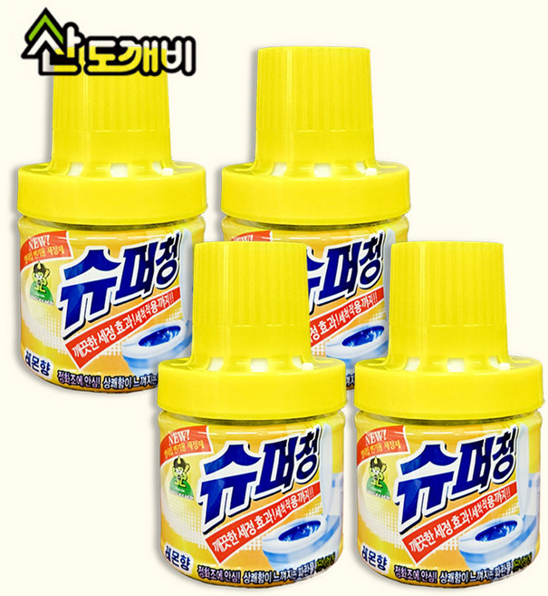 산도깨비 슈퍼청 변기세정제 병타입, 180g, 4개