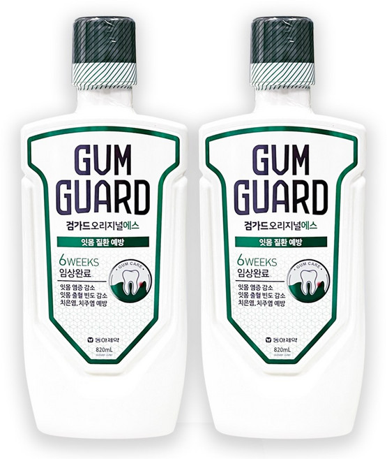 동아 검가드 오리지널에스 구강청결제 잇몸 가그린 리뉴얼, 820ml, 2개