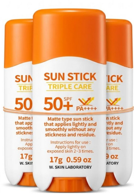 더블유피부연구소 트리플 케어 선스틱 SPF50+ PA++++, 17g, 3개