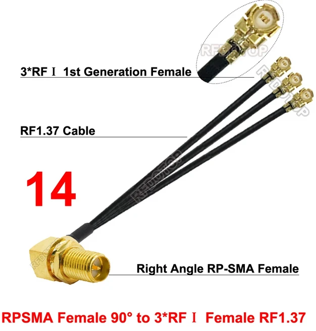 SMA ~ 3x uFL/IPX1/MHF4 암 1/4세대 RG178 케이블 연장 피그테일 3x스플리터 결합기 Wifi 라디오 안테나 RF, 02 30cm, 01 RP F90 to 3RF1 F 137