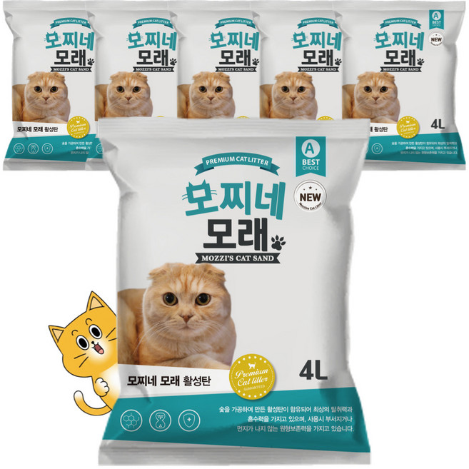 모찌네 고양이 모래, 4L, 6개, 활성탄